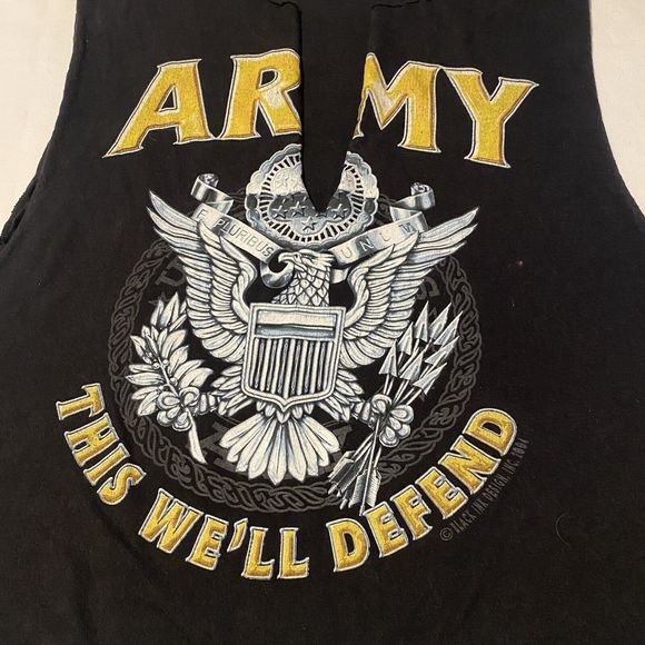 Vtg. U.S. ARMY T-Shirt custom Size S/M This We'll Defend 2004 Black Ink Design - Picture 9 of 10